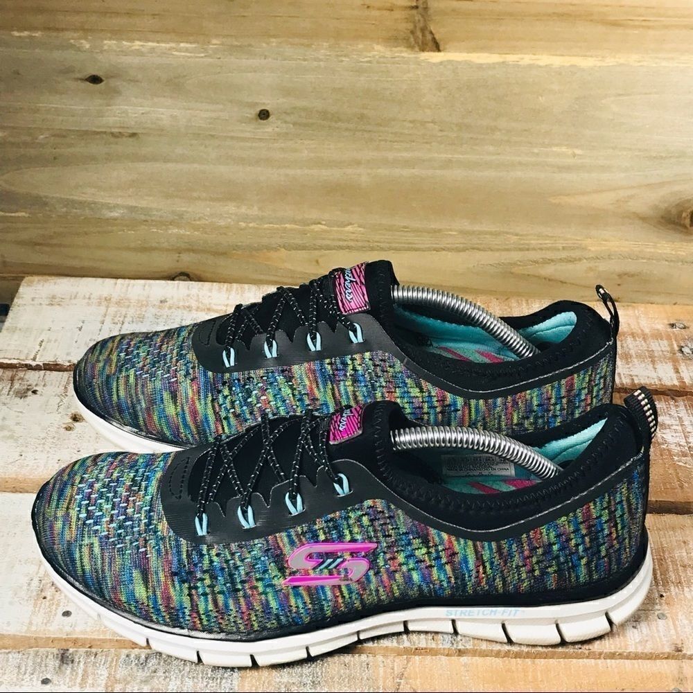 ✅Skechers Stretch Fit: Glider - Deep Space in Black Multi Color
